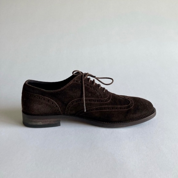 MaxMara Chocolate Brown Suede Genuine Leather Oxfords size EUR 38, US 7.5 - Picture 7 of 13